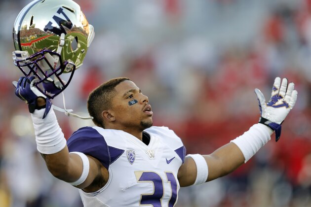 Washington defensive back Naijiel Hale (31) during the first half of an NCAA college football game against Arizona, Saturday, Nov. 15, 2014, in Tucson, Ariz. (AP Photo/Rick Scuteri)