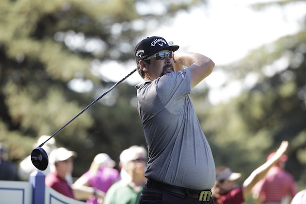 Andres Gonzales follows his drive from the 12th tee of the Silverado Resort North Course during the first round of the Frys.com PGA Tour golf tournament Thursday, Oct. 9, 2014, in Napa, Calif. Gonzales shot a 6-under-par 66. (AP Photo/Eric Risberg)
