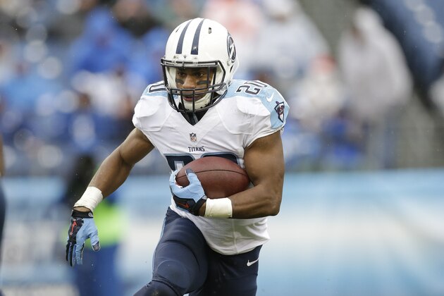 Tennessee Titans running back Bishop Sankey carries the ball in the second half of an NFL football game against the Indianapolis Colts Sunday, Dec. 28, 2014, in Nashville, Tenn. (AP Photo/Sanford Myers)