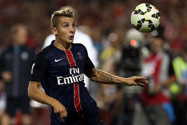 TORONTO, ON - JULY 18:  Lucas Digne #21 of Paris Saint-Germain in action during the 2015 International Champions Cup match against Benfica at BMO Field on July 18, 2015 in Toronto, Ontario, Canada.  (Photo by Vaughn Ridley/Getty Images)
