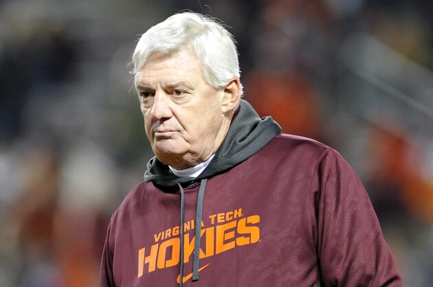 BLACKSBURG, VA - NOVEMBER 28: Head coach Frank Beamer of the Virginia Tech Hokies waits on the field before the game against the Virginia Cavaliers at Lane Stadium on November 28, 2014 in Blacksburg, Virginia. Virginia Tech defeated Virginia 24-20. (Photo by Michael Shroyer/Getty Images)