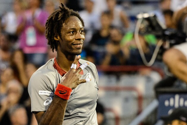 MONTREAL, ON - AUGUST 10: Gael Monfils of France reacts after defeating Fabio Fognini of Italy 6-3, 6-1 during day one of the Rogers Cup at Uniprix Stadium on August 10, 2015 in Montreal, Quebec, Canada.  (Photo by Minas Panagiotakis/Getty Images)