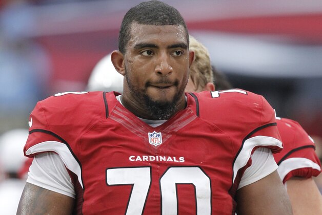 Arizona Cardinals tackle Bobby Massie (70) during the second half of a preseason NFL football game against the Dallas Cowboys, Saturday, Aug. 17, 2013, in Glendale, Ariz. The Cardinals won 12-7. (AP Photo/Rick Scuteri)