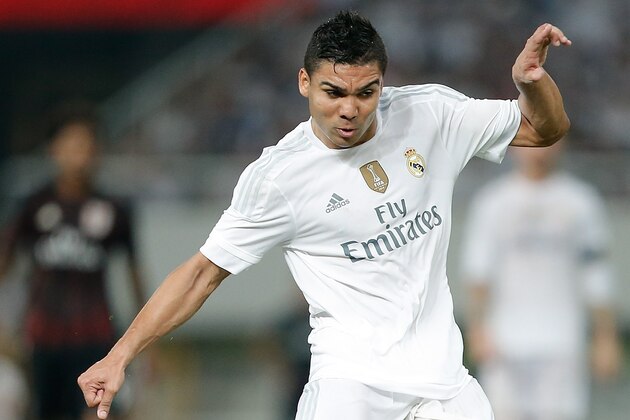 SHANGHAI, CHINA - JULY 30:  Casemiro of Real Madrid in action during the International Champions Cup match between Real Madrid and AC Milan at Shanghai Stadium on July 30, 2015 in Shanghai, China.  (Photo by Lintao Zhang/Getty Images)