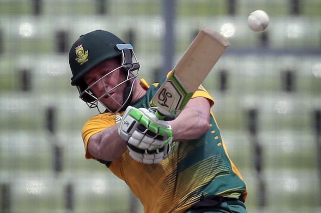 South Africa’s AB de Villiers plays a shot during their second T20 international cricket match against Bangladesh in Dhaka, Bangladesh, Tuesday, July 7, 2015. (AP Photo/ A.M. Ahad)