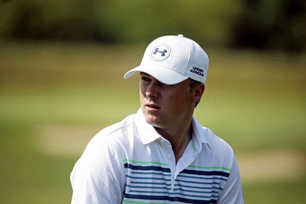 Jordan Spieth pauses on the range during a practice round for the PGA Championship golf tournament Wednesday, Aug. 12, 2015, at Whistling Straits in Haven, Wis. (AP Photo/Chris Carlson)