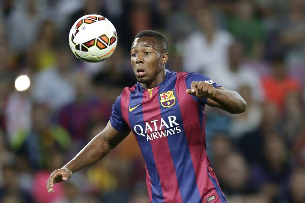 Adama Traore of FC Barcelona during the friendly match between Napoli and FC Barcelona at Stade de Geneve on august 6, 2014 in Geneva, Switzerland(Photo by VI Images via Getty Images)