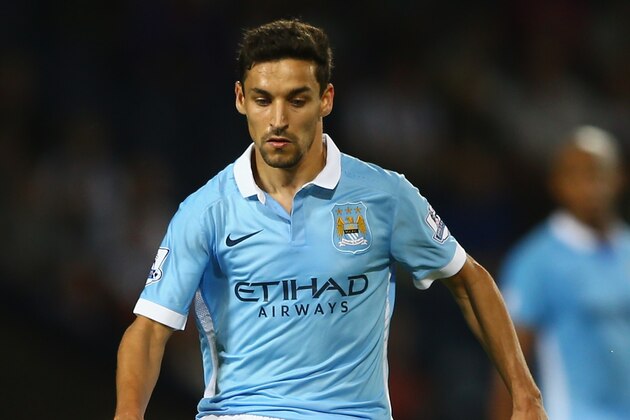WEST BROMWICH, ENGLAND - AUGUST 10:  Jesus Navas of Manchester City during the Barclays Premier League match between West Bromwich Albion and Manchester City at The Hawthorns on August 10, 2015 in West Bromwich, England.  (Photo by Michael Steele/Getty Images)