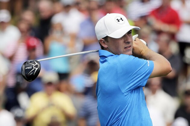 Jordan Spieth hits a drive on the second hole during the first round of the PGA Championship golf tournament Thursday, Aug. 13, 2015, at Whistling Straits in Haven, Wis. (AP Photo/Jae Hong)
