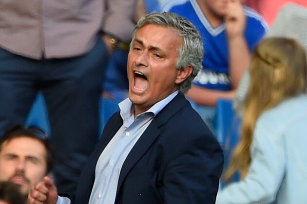 LONDON, ENGLAND - AUGUST 08:  Chelsea manager Jose Mourinho shows his frustration during the Barclays Premier League match between Chelsea v Swansea City at Stamford Bridge on August 8, 2015 in London, England.  (Photo by Mike Hewitt/Getty Images)