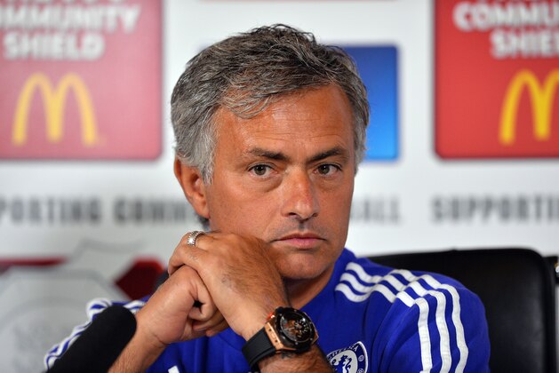 Chelsea's Portuguese manager Jose Mourinho speaks during a press conference at Chelsea's training ground, Stoke D'Abernon, south of London on July 31, 2015, ahead of their FA Community Shield match against Arsenal on Sunday. AFP PHOTO / GLYN KIRK

NOT FOR MARKETING OR ADVERTISING USE / RESTRICTED TO EDITORIAL USE        (Photo credit should read GLYN KIRK/AFP/Getty Images)
