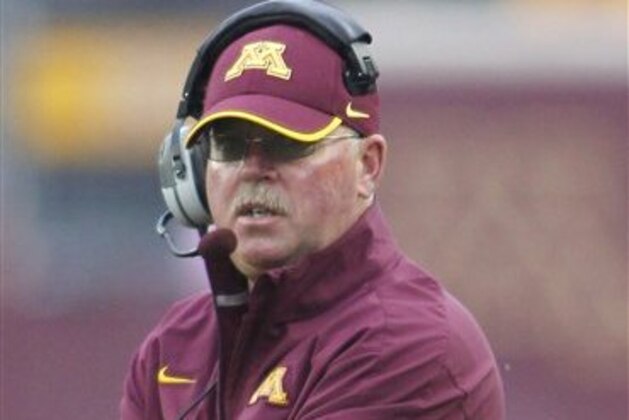 Minnesota head coach Jerry Kill looks on during the first half of an NCAA college football game against Northwestern in Minneapolis, Saturday, Oct. 13, 2012. Northwestern defeated Minnesota 21-13.(AP Photo/Andy King)