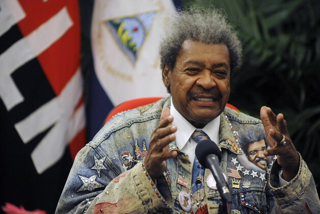 Boxing promoter Don King speaks during a press conference after meetin Nicaragua's President Daniel Ortega in Managua Tuesday Aug. 2, 2011.  King is in Nicaragua in support of Ortega and to negotiate a fight between Nicaraguan boxer Ricardo Mayorga and Corneluis Bundrage next November in Managua, shortly after the Nicaraguan general and presidential elections  in which Ortega will run for re-election. (AP Photo/Miguel Alvarez)