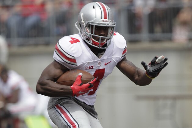 Ohio State running back Curtis Samuel during Ohio State's NCAA college football Spring game Saturday, April 18, 2015, in Columbus, Ohio. (AP Photo/Jay LaPrete)