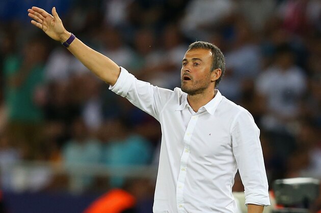 TBILISI, GEORGIA - AUGUST 11: Manager Luis Enrique of Barcelona on the touchline during the UEFA Super Cup between Barcelona and Sevilla FC at Dinamo Arena on August 11, 2015 in Tbilisi, Georgia.  (Photo by Chris Brunskill/Getty Images)