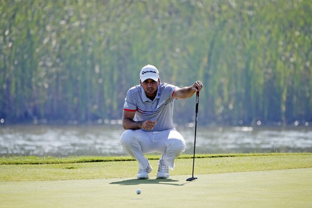 Jason Day, of Australia, on the fifth hole during the third round of the PGA Championship golf tournament Saturday, Aug. 15, 2015, at Whistling Straits in Haven, Wis. (AP Photo/Jae Hong)