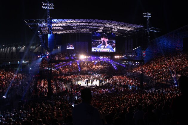 The Ultimate Fighting Championship 112 event took place at the Ferrari World theme park on Yas Island, near Abu Dhabi, United Arab Emirates, Saturday, April 10, 2010. (AP Photo)
