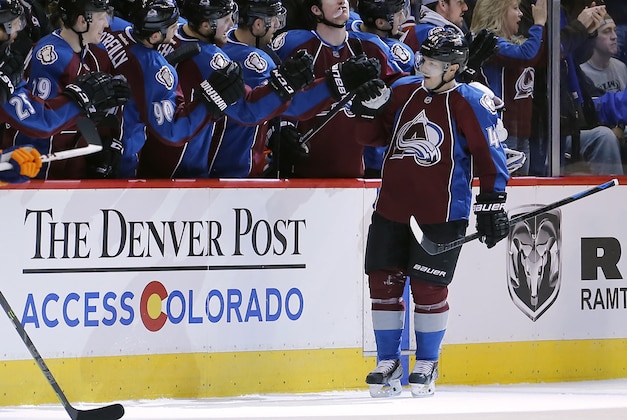 Colorado Avalanche center Daniel Briere celebrates a goal with teammates on the bench during the second period of an NHL hockey game against the Edmonton Oilers, Friday, Jan. 2, 2015, in Denver. (AP Photo/Jack Dempsey) Colorado Avalanche center Daniel Briere celebrates a goal with teammates on the bench during the second period of an NHL hockey game against the Edmonton Oilers, Friday, Jan. 2, 2015, in Denver. (AP Photo/Jack Dempsey)