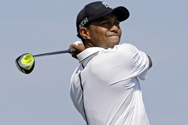Tiger Woods hits on the fourth holeduring the second round of the PGA Championship golf tournament Friday, Aug. 14, 2015, at Whistling Straits in Haven, Wis. (AP Photo/Brynn Anderson)