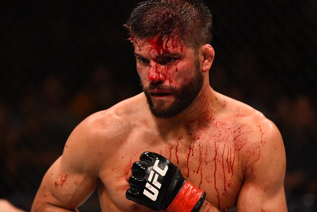 SAN DIEGO, CA - JULY 15:  Josh Thomson circles Tony Ferguson in their lightweight bout during the UFC event at the Valley View Casino Center on July 15, 2015 in San Diego, California. (Photo by Jeff Bottari/Zuffa LLC/Zuffa LLC via Getty Images)