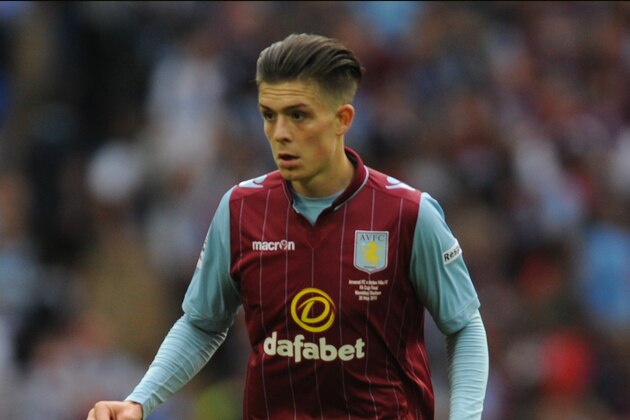Aston Villa's Jack Grealish during the English FA Cup final soccer match between Aston Villa and Arsenal at Wembley stadium in London, Saturday, May 30, 2015. Arsenal won the match 4-0. (AP Photo/Rui Vieira)
