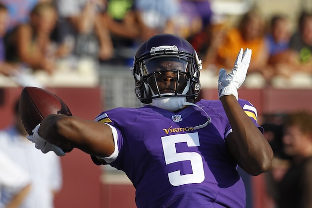 Minnesota Vikings quarterback Teddy Bridgewater throws during warmups before a preseason NFL football game against the Tampa Bay Buccaneers at TCF Bank Stadium Saturday, Aug. 15, 2015, in Minneapolis. (AP Photo/Ann Heisenfelt) Minnesota Vikings quarterback Teddy Bridgewater throws during warmups before a preseason NFL football game against the Tampa Bay Buccaneers at TCF Bank Stadium Saturday, Aug. 15, 2015, in Minneapolis. (AP Photo/Ann Heisenfelt)