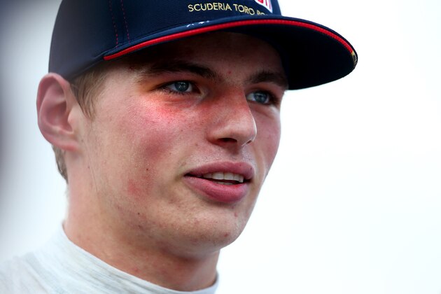 BUDAPEST, HUNGARY - JULY 25:  Max Verstappen of Netherlands and Scuderia Toro Rosso speaks with members of the media after qualifying for the Formula One Grand Prix of Hungary at Hungaroring on July 25, 2015 in Budapest, Hungary.  (Photo by Dan Istitene/Getty Images)