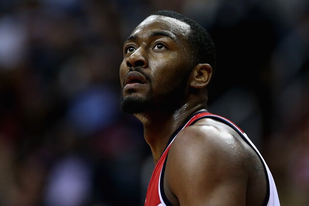 WASHINGTON, DC - MAY 15:  John Wall #2 of the Washington Wizards looks on during the second quarter against the Atlanta Hawks at Verizon Center on May 15, 2015 in Washington, DC.  (Photo by Maddie Meyer/Getty Images)