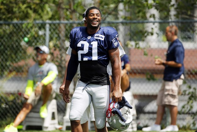 Aug 6, 2015; Foxborough, MA, USA; New England Patriots strong safety Malcolm Butler (21) smiles during training camp at Gillette Stadium. Mandatory Credit: Winslow Townson-USA TODAY Sports