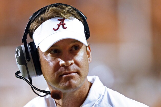 Alabama offensive coordinator Lane Kiffin walks the sideline in the first quarter of an NCAA college football game against Tennessee on Saturday, Oct. 25, 2014 in Knoxville, Tenn. (AP Photo/Wade Payne)