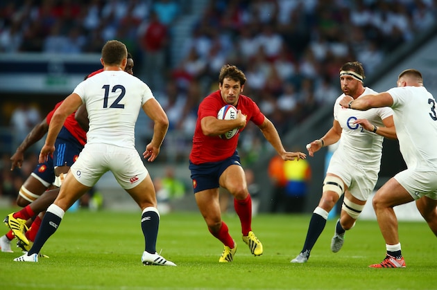 LONDON, ENGLAND - AUGUST 15: Remi Lamerat of France takes on the England defence during the QBE International match between England and France at Twickenham Stadium on August 15, 2015 in London, England.  (Photo by Jordan Mansfield/Getty Images)