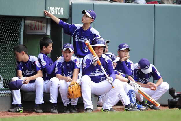 Aug 24, 2014; South Williamsport, PA, USA; Asia-Pacific Region players look on prior to the game against the Great Lakes Region at Howard J. Lamade Stadium. Mandatory Credit: Evan Habeeb-USA TODAY Sports