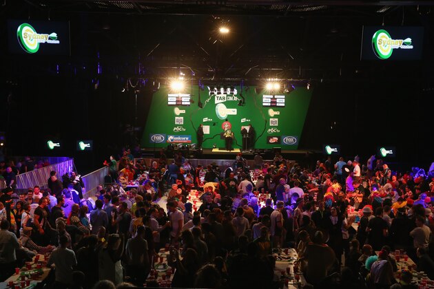SYDNEY, AUSTRALIA - AUGUST 29:  A general view is seen during the quarter-final match between Kyle Anderson of Australia and Simon Whitlock of Australia during the Sydney Darts Masters at Hordern Pavilion on August 29, 2014 in Sydney, Australia.  (Photo by Mark Kolbe/Getty Images)