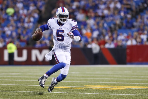 Buffalo Bills quarterback Tyrod Taylor (5) looks to pass against the Carolina Panthers during the first half of an NFL preseason football game on Friday, Aug. 14, 2015, in Orchard Park, N.Y. (AP Photo/Heather Ainsworth) Buffalo Bills quarterback Tyrod Taylor (5) looks to pass against the Carolina Panthers during the first half of an NFL preseason football game on Friday, Aug. 14, 2015, in Orchard Park, N.Y. (AP Photo/Heather Ainsworth)