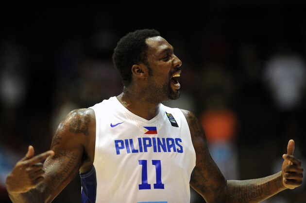 Philippines' centre Andray Blatche gestures during the 2014 FIBA World basketball championships group B match Philippines vs Puerto Rico at the Palacio Municipal de Deportes in Sevilla on September 3, 2014. AFP PHOTO/ CRISTINA QUICLER        (Photo credit should read CRISTINA QUICLER/AFP/Getty Images)