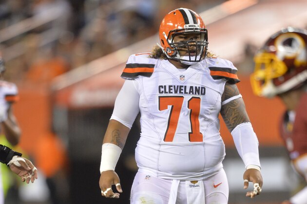 Cleveland Browns defensive tackle Danny Shelton lines up against the Washington Redskins during an NFL preseason football game Thursday, Aug. 13, 2015, in Cleveland. Washington won 20-17. (AP Photo/David Richard)