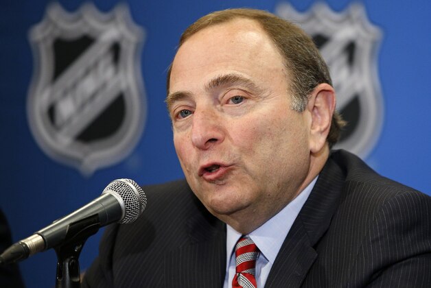 NHL commissioner Gary Bettman speaks at a news conference before the NHL Awards show Wednesday, June 24, 2015, in Las Vegas. The NHL is officially exploring expansion. The league is opening a formal expansion review process to consider adding new franchises to its 30-team league, Bettman announced Wednesday, June 24, 2015. Las Vegas, Seattle and Quebec City are the markets that have expressed the most serious interest. (AP Photo/John Locher)