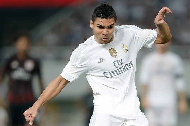 SHANGHAI, CHINA - JULY 30:  Casemiro of Real Madrid in action during the International Champions Cup match between Real Madrid and AC Milan at Shanghai Stadium on July 30, 2015 in Shanghai, China.  (Photo by Lintao Zhang/Getty Images)