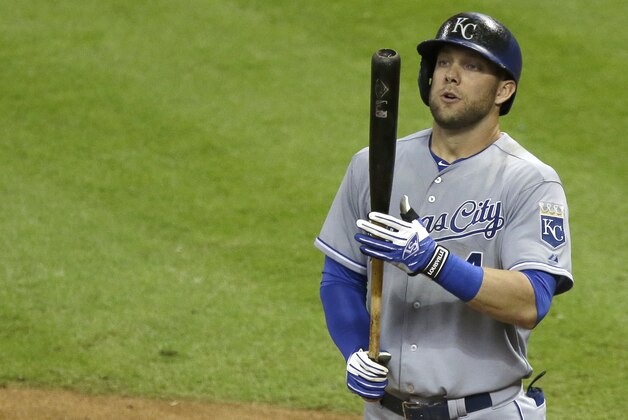 Kansas City Royals' Alex Gordon at bat against the Houston Astros in a baseball game Tuesday, June 30, 2015, in Houston. (AP Photo/Pat Sullivan)