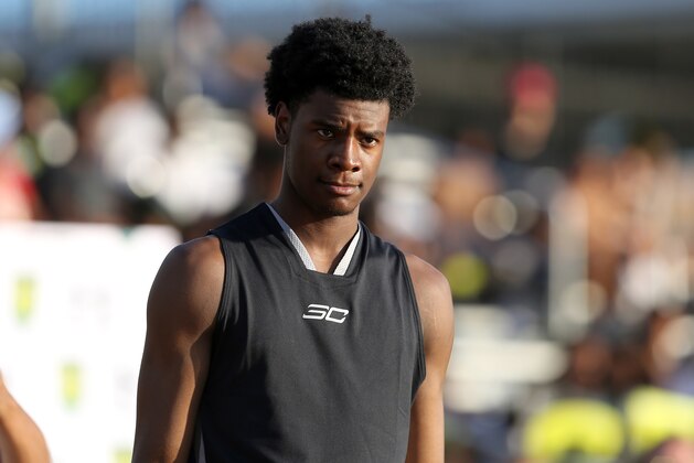 Josh Jackson is seen before the 3-Point Contest in the Under Armour Elite 24 Skills Competition on Friday, August 21, 2015 in Brooklyn, NY.  (AP Photo/Gregory Payan)