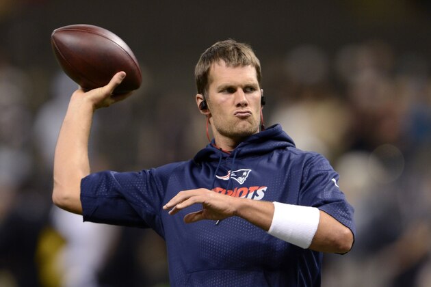 New England Patriots quarterback Tom Brady  warms up before an NFL football game against the New Orleans Saints in New Orleans, Saturday, Aug. 22, 2015. (AP Photo/Bill Feig)