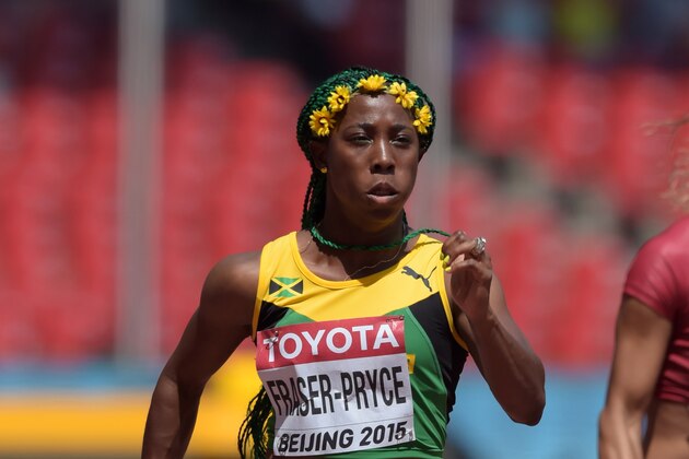 Aug 23, 2015; Beijing, China; Shelly-Ann Fraser-Pryce (JAM) wins womens 100m heat in 10.88 during the IAAF World Championships in Athletics at National Stadium. Mandatory Credit: Kirby Lee-USA TODAY Sports