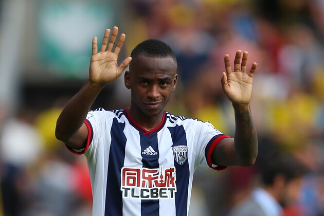 WATFORD, ENGLAND - AUGUST 15:  Saido Berahino of West Bromwich Albion waves after the Barclays premier League match between Watford and West Bromwich Albion at Vicarage Road on August 15, 2015 in Watford, England.  (Photo by Catherine Ivill - AMA/Getty Images)
