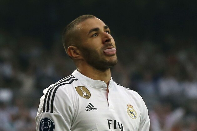Real Madrid's Karim Benzema grimaces during the Champions League second leg semifinal soccer match between Real Madrid and Juventus, at the Santiago Bernabeu stadium in Madrid, Wednesday, May 13, 2015. (AP Photo/Daniel Ochoa de Olza) Real Madrid's Karim Benzema grimaces during the Champions League second leg semifinal soccer match between Real Madrid and Juventus, at the Santiago Bernabeu stadium in Madrid, Wednesday, May 13, 2015. (AP Photo/Daniel Ochoa de Olza)