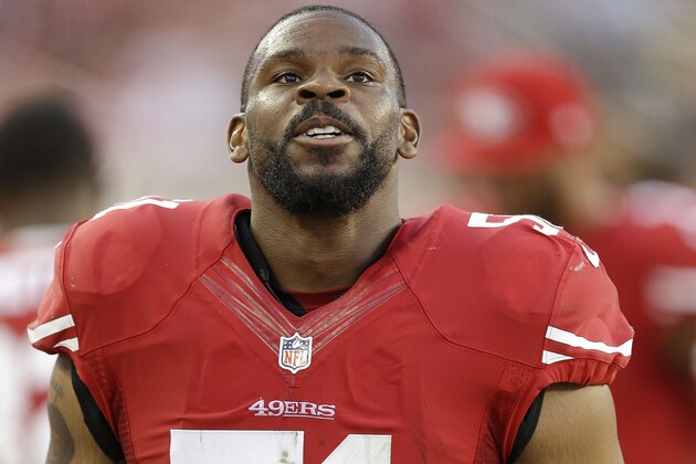 San Francisco 49ers linebacker Desmond Bishop (51) during the second half of against the Dallas Cowboys an NFL preseason football game in Santa Clara, Calif., Sunday, Aug. 23, 2015. (AP Photo/Ben Margot)