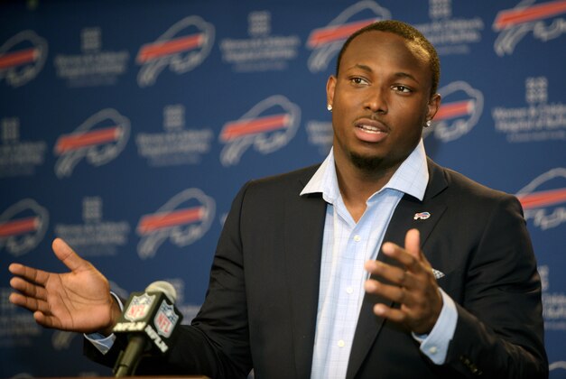 FILE - In this March 10, 2015, file photo, Buffalo Bills running back LeSean McCoy speaks to the media during a press conference in Orchard Park, N.Y. Bills coach Rex Ryan has no intention of putting