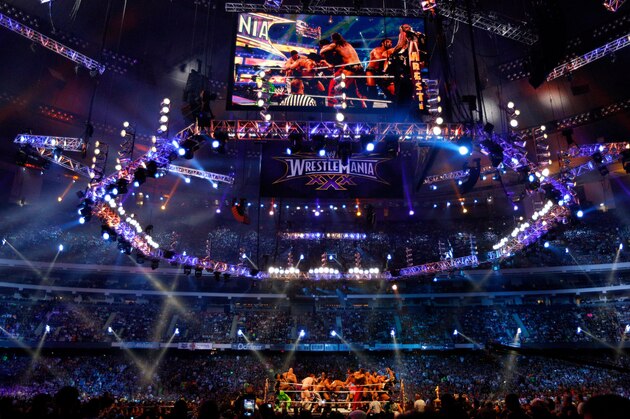 Wrestlers fight in the Andre the Giant Memorial Battle Royal during Wrestlemania XXX at the Mercedes-Benz Super Dome in New Orleans on Sunday, April 6, 2014. (Jonathan Bachman/AP Images for WWE)