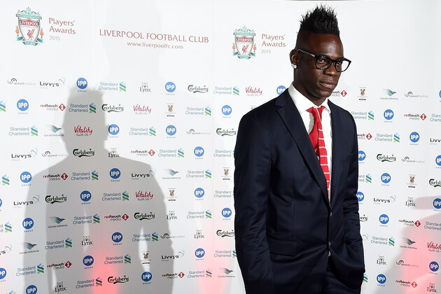 Liverpool's Italian forward Mario Balotelli arrives to attend the Liverpool Football Club 2015 Players' Awards at the Echo Arena in Liverpool on May 19, 2015. AFP PHOTO / PAUL ELLIS        (Photo credit should read PAUL ELLIS/AFP/Getty Images)