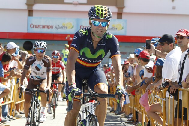 Movistar's Spanish cyclist Alejandro Valverde rides before the fourth stage of the 2015 Vuelta Espana cycling tour, a 213,6 Km stage between Estepona and Vejer de la Frontera on,August 25,2015. AFP PHOTO/JOSE  JORDAN        (Photo credit should read JOSE JORDAN/AFP/Getty Images)