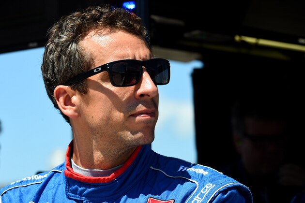 Jul 17, 2015; Newton, IA, USA; IndyCar Series driver Justin Wilson (25) during practice for the Iowa Corn 300 at Iowa Speedway. Mandatory Credit: Mike DiNovo-USA TODAY Sports